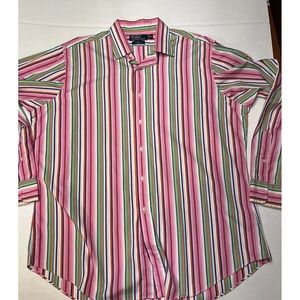 Polo By Ralph Lauren Curham Classic Fit Striped Button Up Shirt Men's XL Vintage